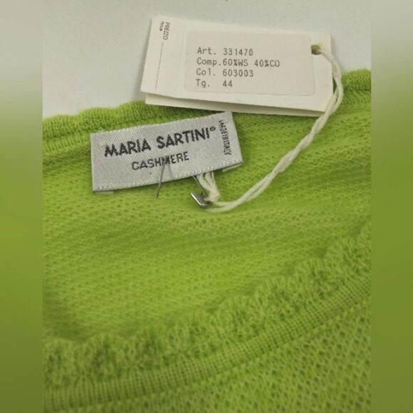 Cashmere Maria Sartini  Cotton Blend Sweater SZ 44 Neon Green - Picture 4 of 16